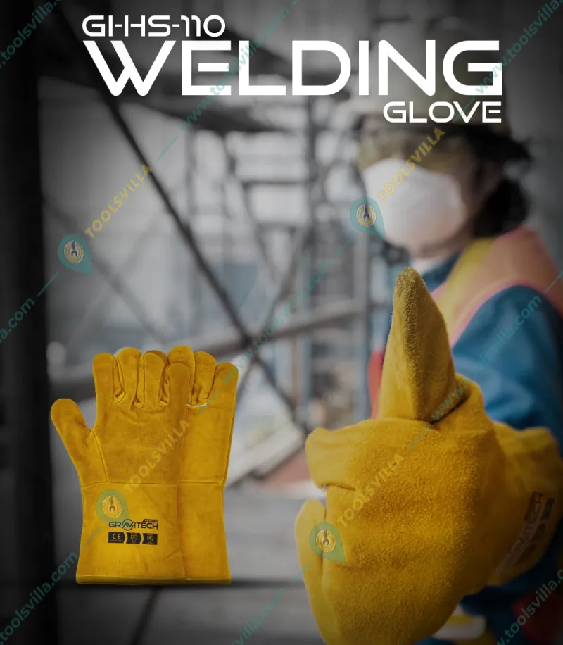GRAVITECH Heat Resistant Split Leather Gloves with Cotton Lining, 34cm Length, with Forearm Protection - GI-HS-110