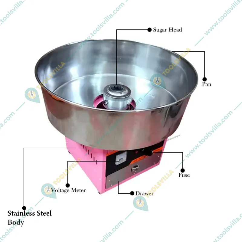 Commercial Gas and Battery Operated Cotton Candy Machine with 0.75 HP Motor with Free Sugar Scoop