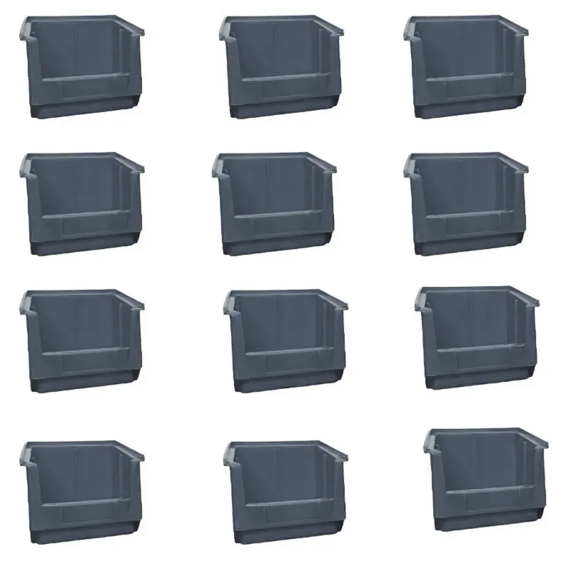 Global Star 170 x 115 x 75 mm HDPE Crate-5 Grey Storage Bin (Pack Of 12) 