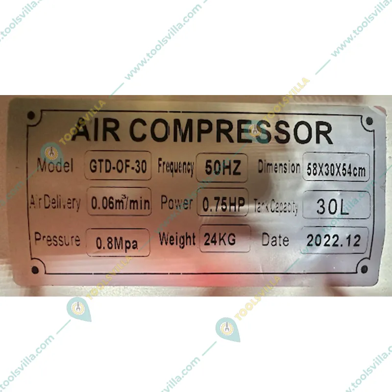 GT Shakti 30 L Oil Free Air Compressor with 0.75 HP  Copper Winding motor (GTD-OF-30)