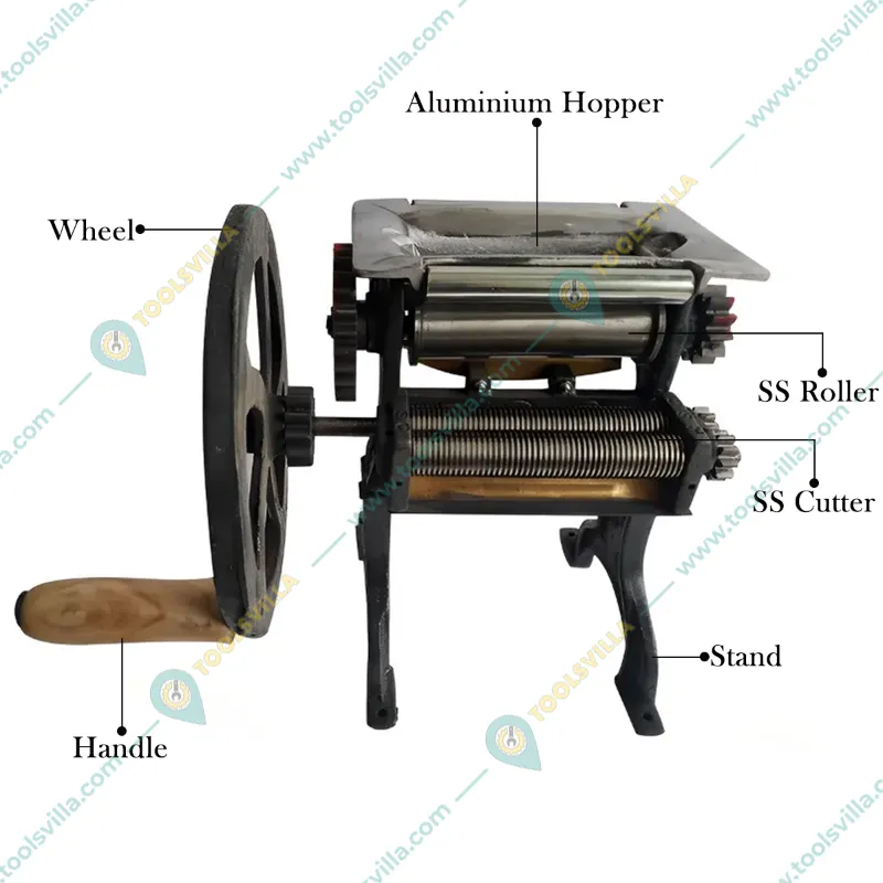 Heavy Duty Hand Operated 6.5 inch Roller Noodles Making Machine, 20 Kg/hr