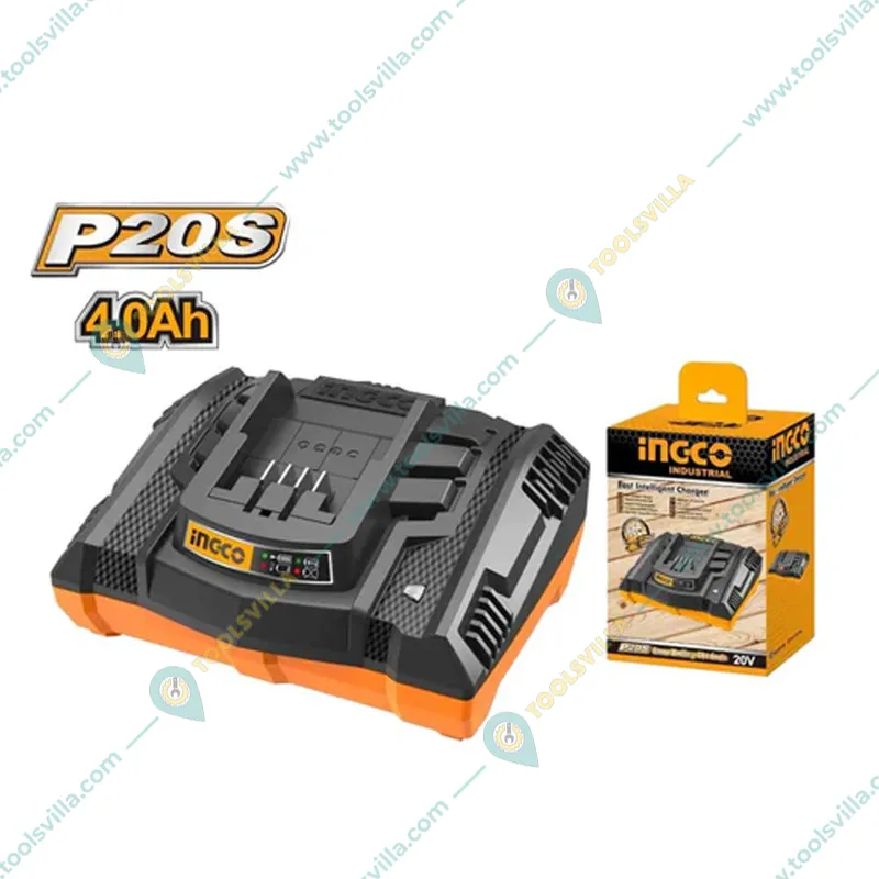 INGCO 20 V, 4 Amp Lithium-Ion Fast Intelligent Charger (FCLI2003)