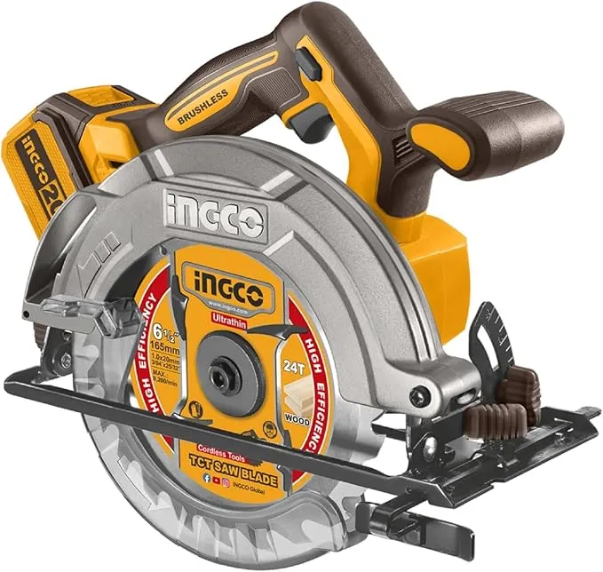 Ingco 165 mm 20V Lithium-Ion Cordless Circular Saw With Cutting Blade, 5200 RPM (CSLI1652)