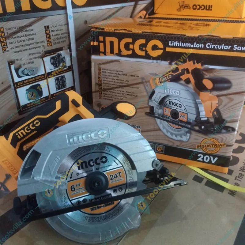 Ingco 165 mm 20V Lithium-Ion Cordless Circular Saw With Cutting Blade, 5200 RPM (CSLI1652)