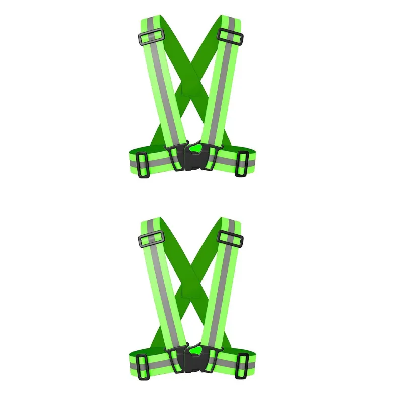 Minsales Reflective Jacket/Vest Belt - Nylon, V-Neck, Unisex-Adult(Color-Green) (PACK OF 2)
