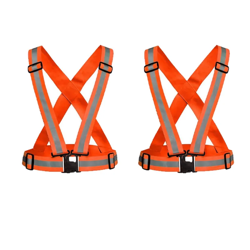 Minsales Reflective Jacket/Vest Belt - Nylon, V-Neck, Unisex-Adult Orange Colour ( Pack of 2 )
