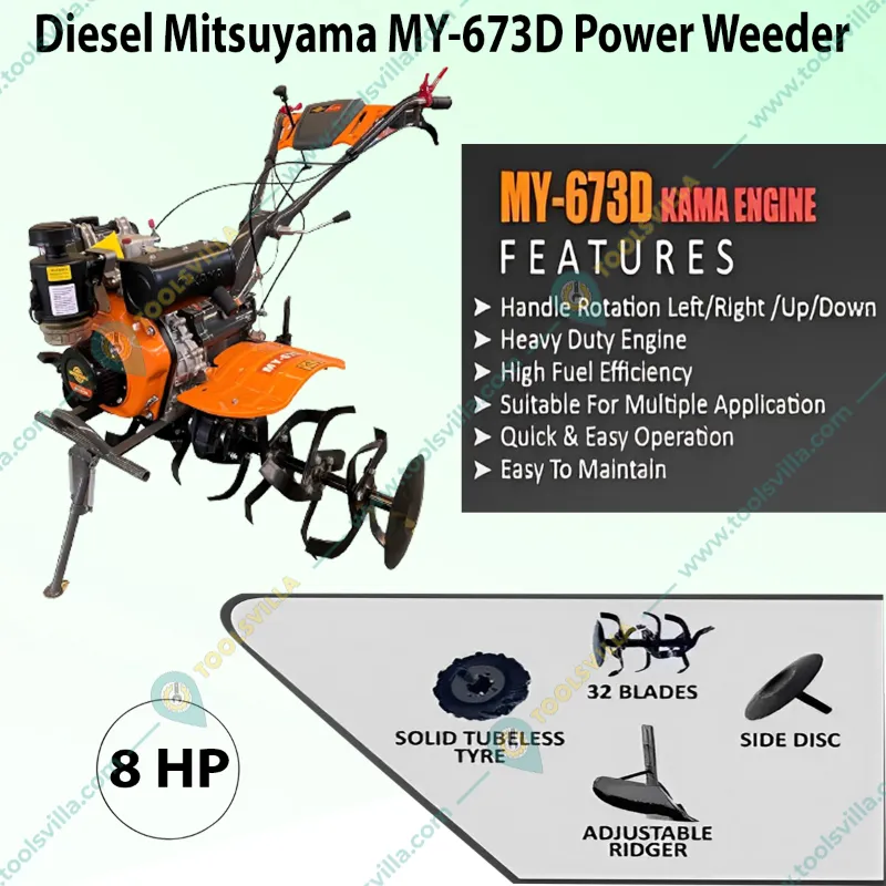 Mitsuyama MY-673D, 7 HP Diesel Operated Power Weeder, With 247 CC KAMA Engine