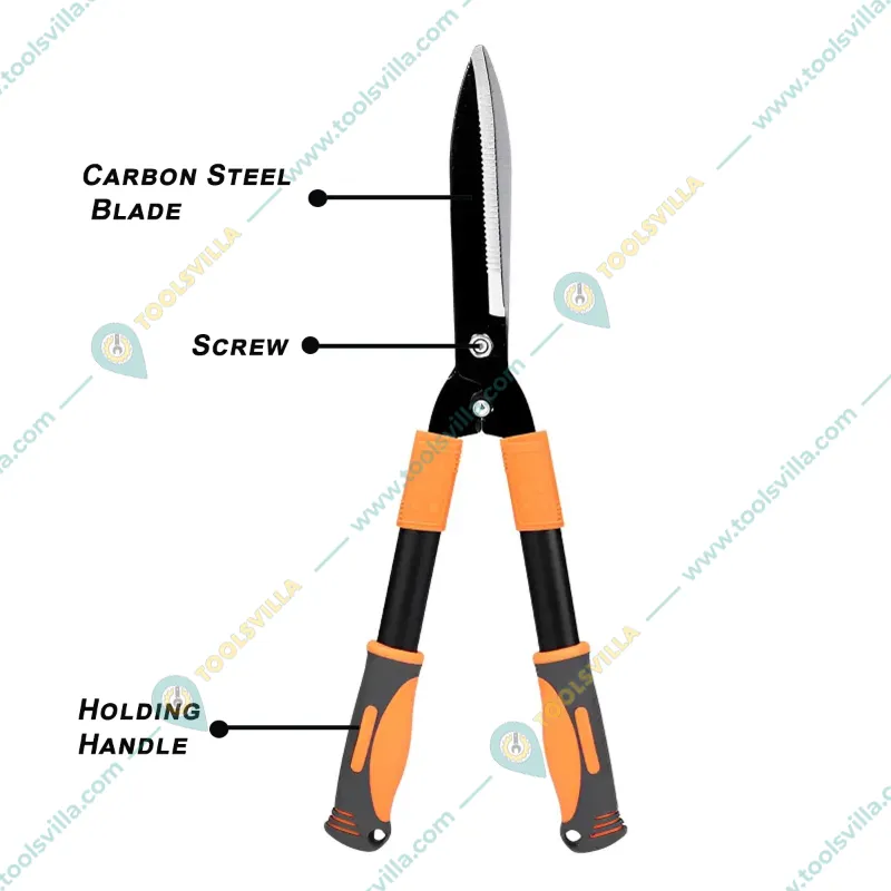 Heavy Duty Manual Garden Hedge shear with Carbon Steel Blade for Trimming Shrubs, Boxwoods, Weeds, Bushes With Rubber Grip Handle