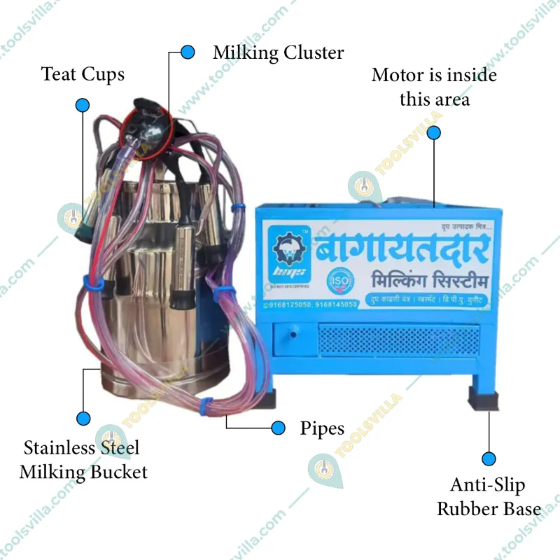 Bagayatdar Mono Gold 25 Liter 0.5 HP Single Bucket Milking Machine, 120LPM