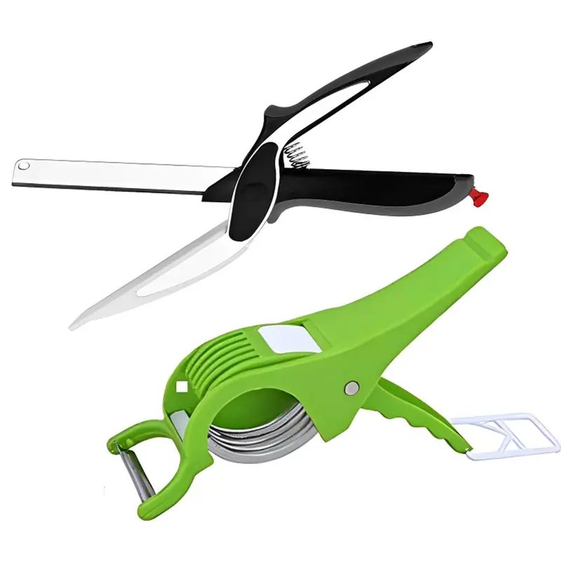 Multicolor Manual Fiber Vegetables Clever Cutter Chopper and Vegetables Cutter Slicer with Peeler (Combo)
