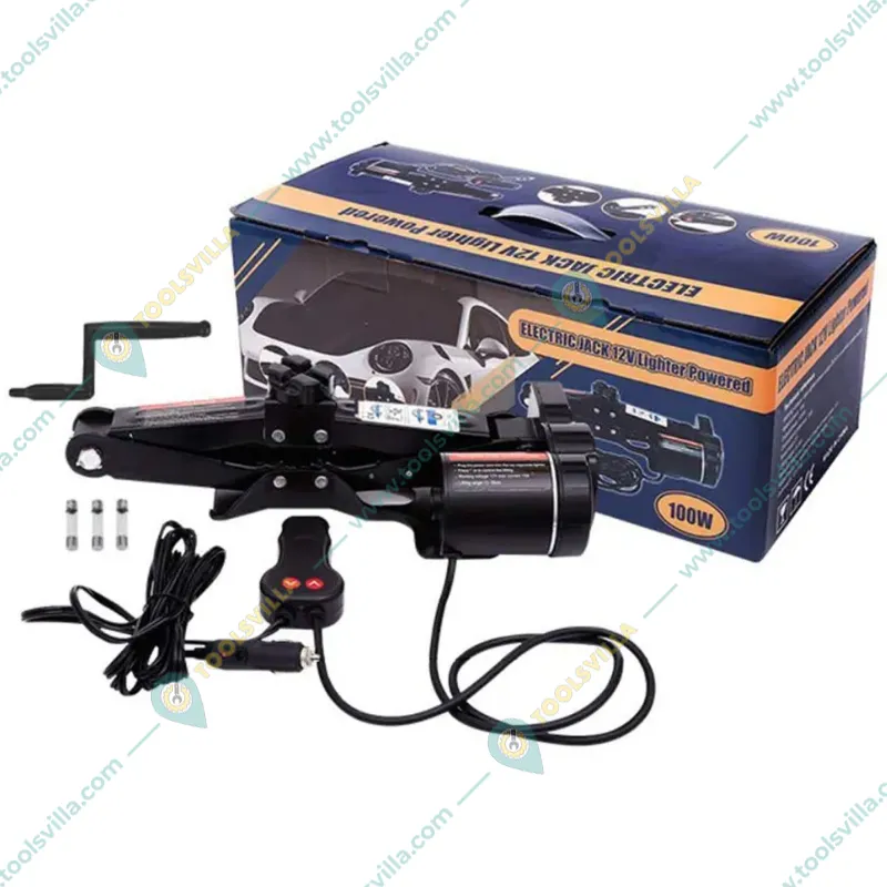 NUTRONICS  2 Ton 12V Electric Scissor Jack for Car Tire Change and Road Emergencies