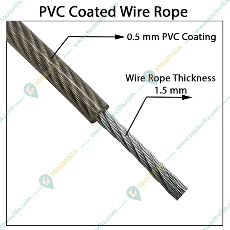 Heavy Duty PVC-Coated Wire Rope(Size-1.5+0.5 mm,Wire Rope Length-50 Meter)