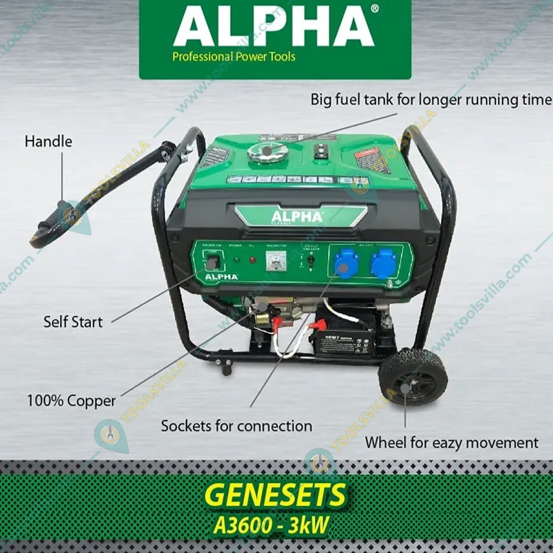 ALPHA 3KVA Single Phase Recoil and Electric Start Portable Petrol Generator