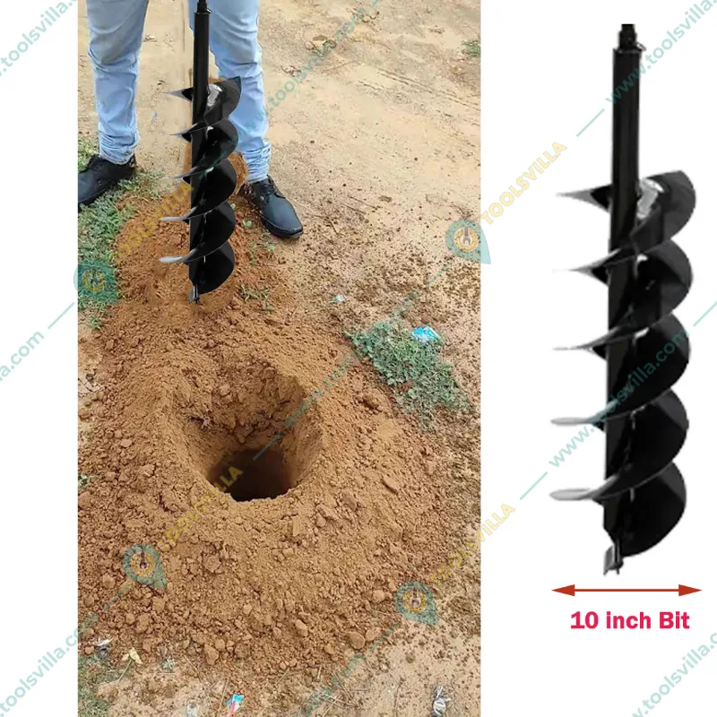 Heavy Duty 4 stroke, 196 cc Earth Auger / Post hole digger Machine with 10 inch Double Spiral Auger Bit