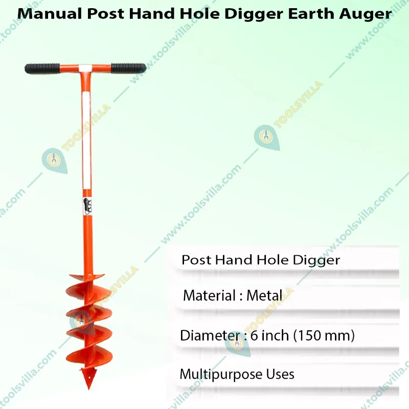 Redbuild Hand Held Post-Hole Digger with 6-inch Diameter for Dairy Farmers, Electricians, and Nursery Workers