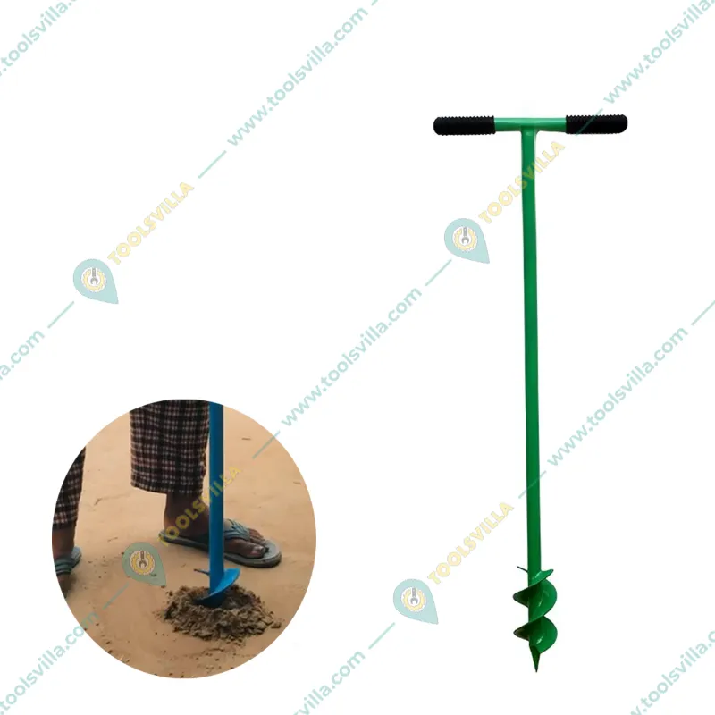 Redbuild Handheld Earth Auger Drill - 3 Inch Diameter Post Hole Digger with Non-Slip T-Handle for Tree Planting