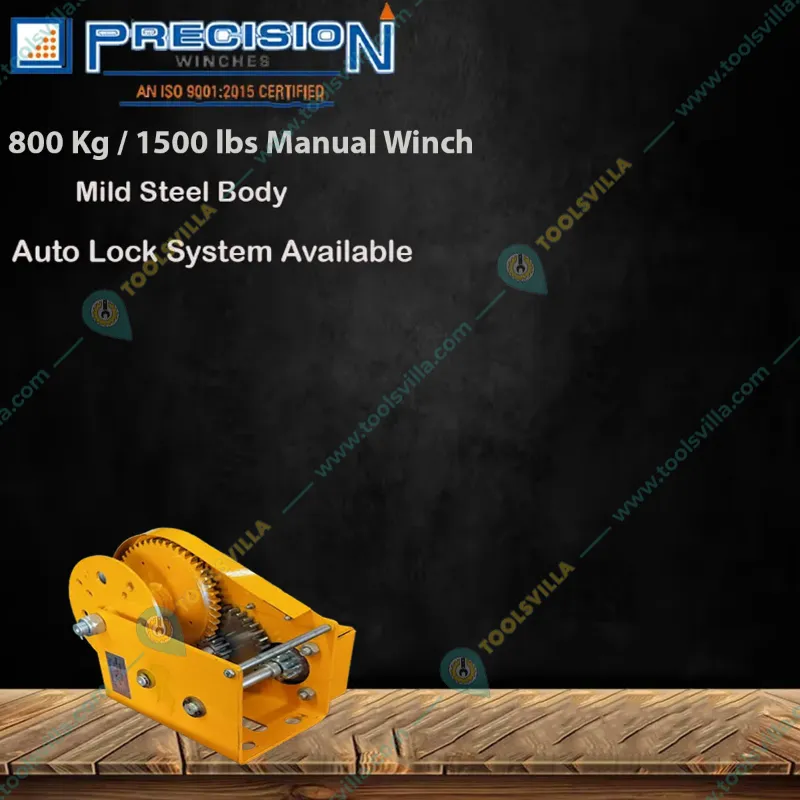 Precision 800 Kg SPUR Gear Mild Steel Manual Winch With Automatic Locking System With 6 month Warranty