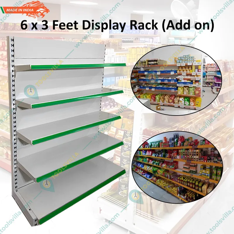 Premium Quality 5 Shelves (6 x 3 Feet) Display Rack - Add on Unit, Set of 2