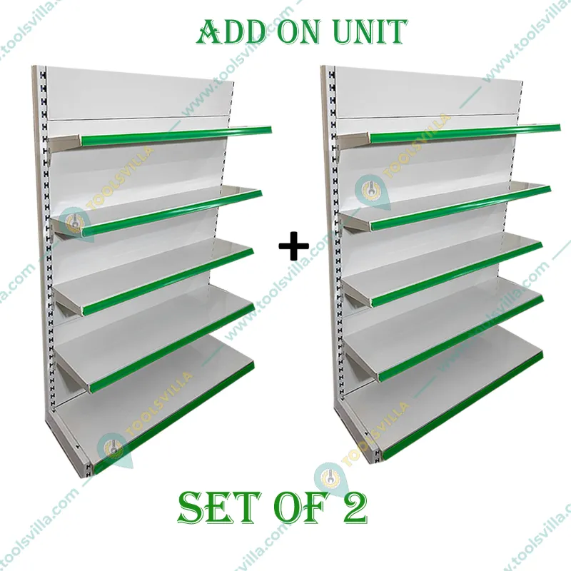 Premium Quality 5 Shelves (6 x 3 Feet) Display Rack - Add on Unit, Set of 2
