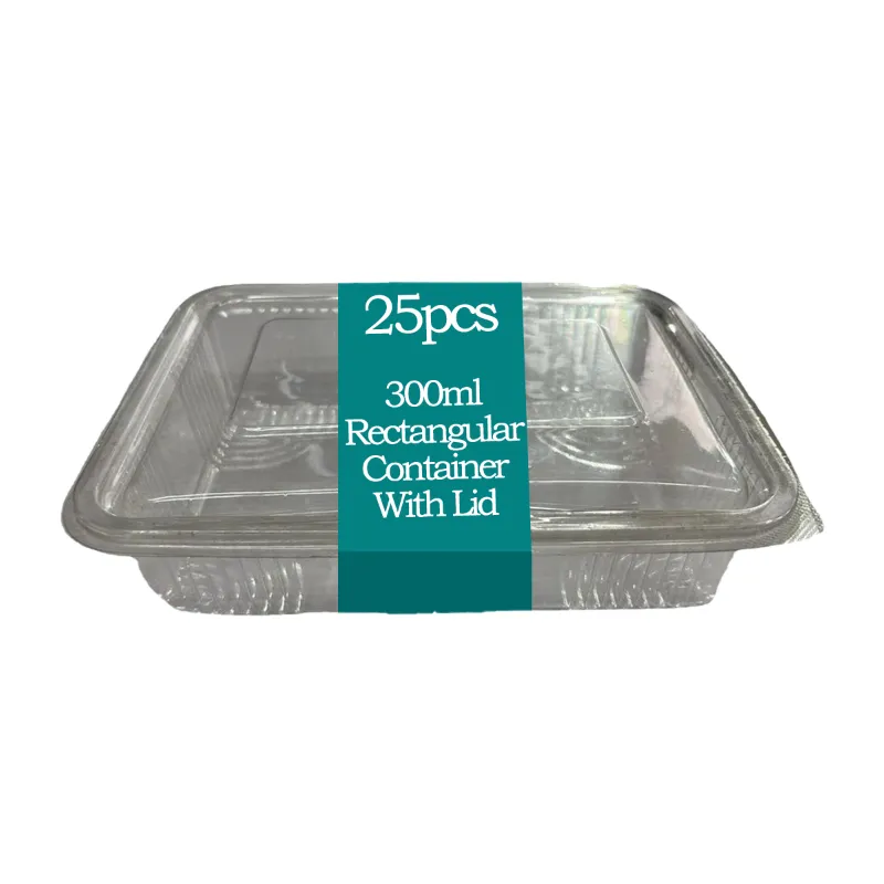 25pcs 300ml Rectangular Transparent Container With Lid 