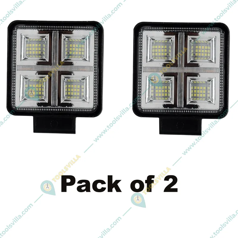 Gramstrong Pack of 2 Square 48 White LED 12V Mercury Fog Light for Car, Truck, Jeep, Motorcycle 