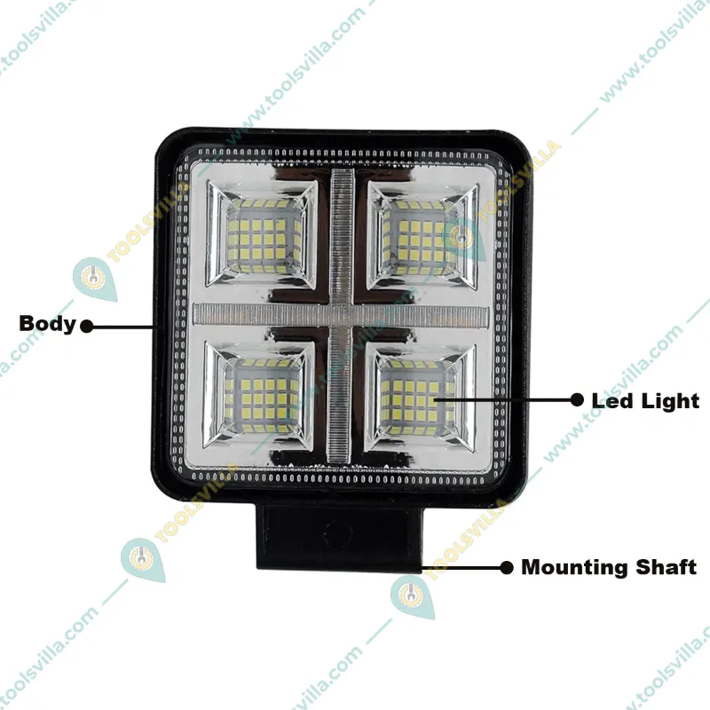 Gramstrong Pack of 2 Square 48 White LED 12V Mercury Fog Light for Car, Truck, Jeep, Motorcycle 