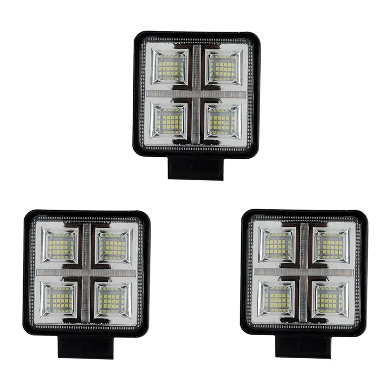 Gramstrong Pack of 3 Square 48 White LED 12V Mercury Fog Light for Car, Truck, Jeep, Motorcycle 
