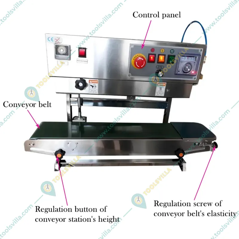 Heavy Duty 3 Kg SS Vertical Continuous Band Sealer with Nitrogen Flush 500W