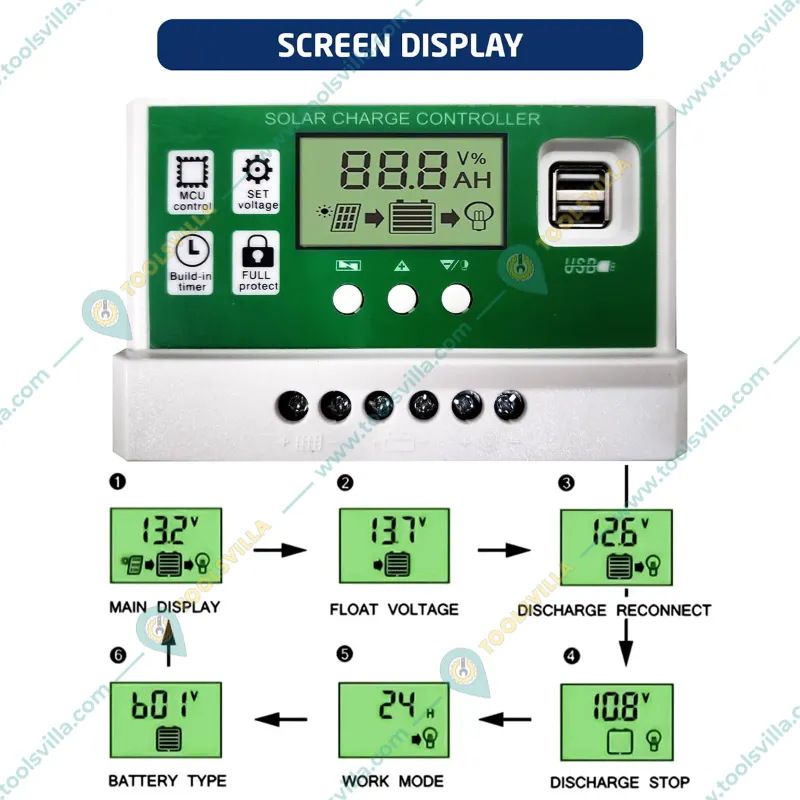 Servotech 20Amp Solar Charge Controller 12V/24V For Battery, Inverter, Solar Panel, Short Circuit, Overcharge, Overload Protection