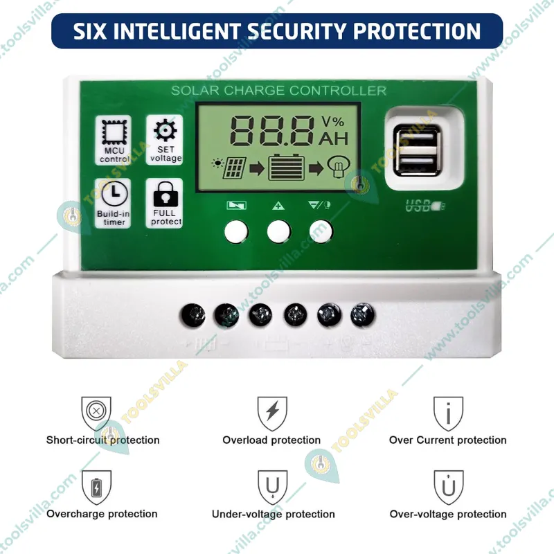 Servotech 20Amp Solar Charge Controller 12V/24V For Battery, Inverter, Solar Panel, Short Circuit, Overcharge, Overload Protection
