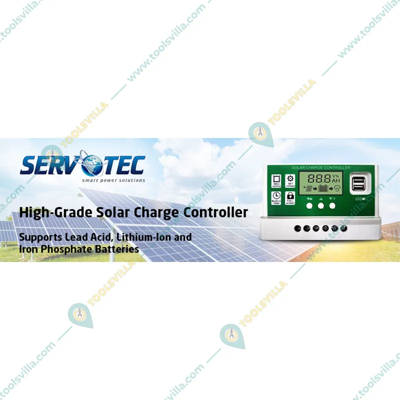 Servotech 20Amp Solar Charge Controller 12V/24V For Battery, Inverter, Solar Panel, Short Circuit, Overcharge, Overload Protection