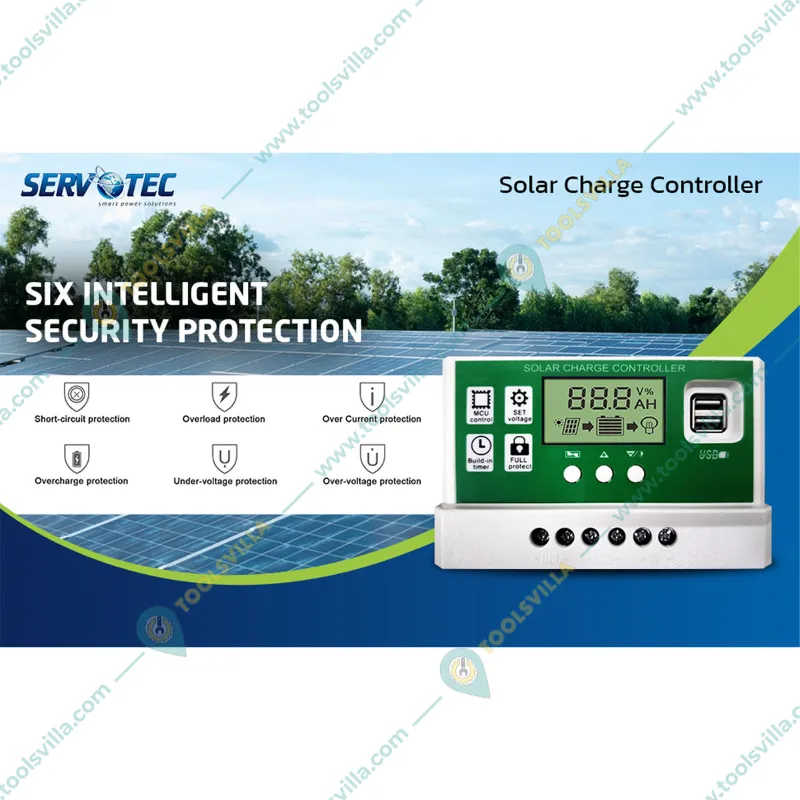 Servotech 20Amp Solar Charge Controller 12V/24V For Battery, Inverter, Solar Panel, Short Circuit, Overcharge, Overload Protection