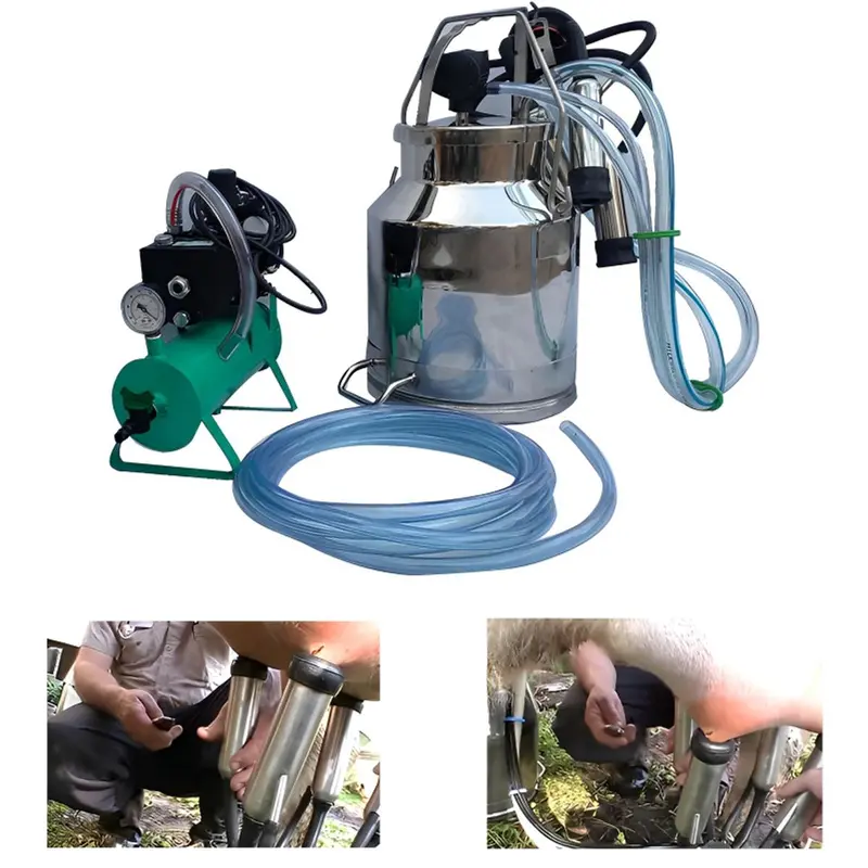 Single Bucket (20L) 0.5 HP Portable Milking Machine, Stainless Steel Body With 25 Feet Vacuum Pipe