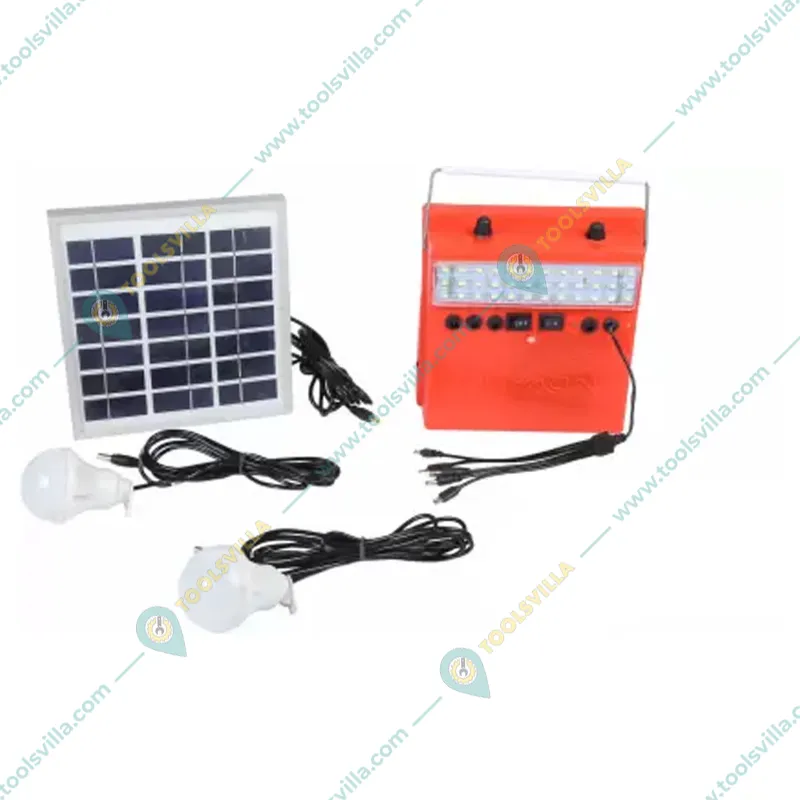 Gramstrong Solar Power Kit Emergency Light with Solar Panel, 2 Bulbs and Fan for Home, Outdoor Use