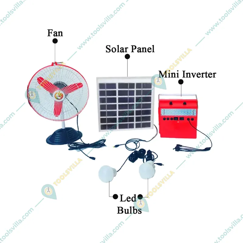 Gramstrong Solar Power Kit Emergency Light with Solar Panel, 2 Bulbs and Fan for Home, Outdoor Use