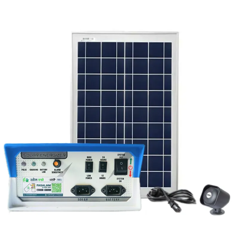 Heavy Duty 10 KV Solar Zatka Machine to Cover 25 Acre Area with Battery, Insulators and Solar Panel 