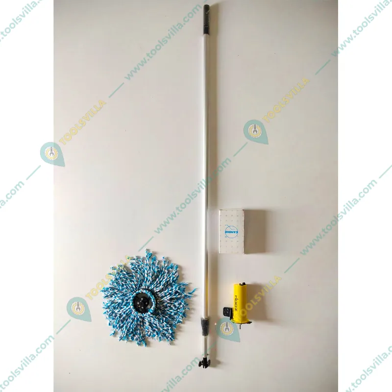 Solar Panel Cleaning Combo of Inbuilt Battery Wet & Dry Disc + UV Bristle Manual Brush With 6 Meter Pole by Zoom Solar