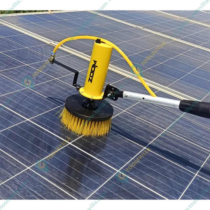 Solar Panel Cleaning Combo of Inbuilt Battery Wet & Dry Disc + UV Bristle Manual Brush With 6 Meter Pole by Zoom Solar