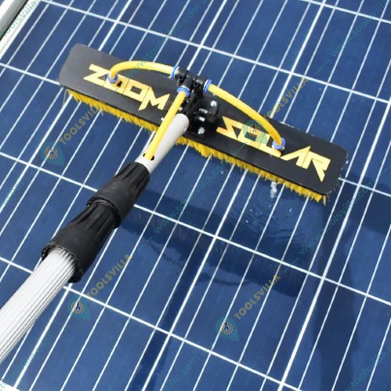 Solar Panel Cleaning Combo of Inbuilt Battery Wet & Dry Disc + UV Bristle Manual Brush With 6 Meter Pole by Zoom Solar