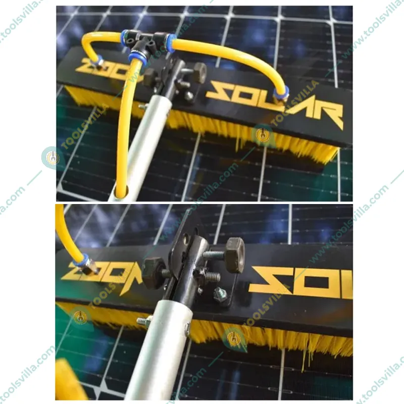 Solar Panel Cleaning Combo of Inbuilt Battery Wet & Dry Disc + UV Bristle Manual Brush With 6 Meter Pole by Zoom Solar