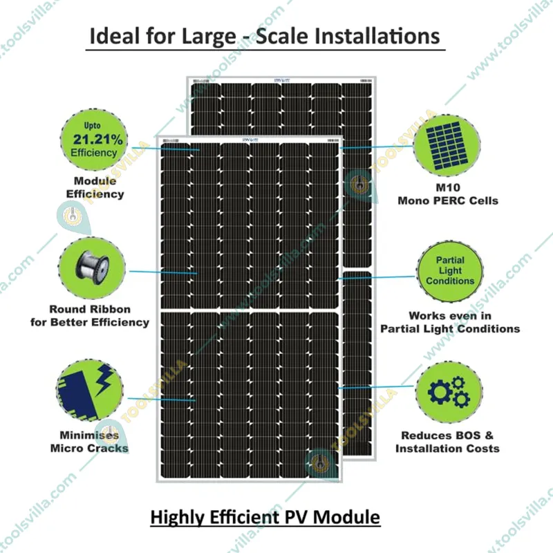 SERVOTECH 550W 24V Half-Cut Mono Non-DCR Solar Panel Green Energy for Home, Office and Lawn 25-Year Performance Warranty