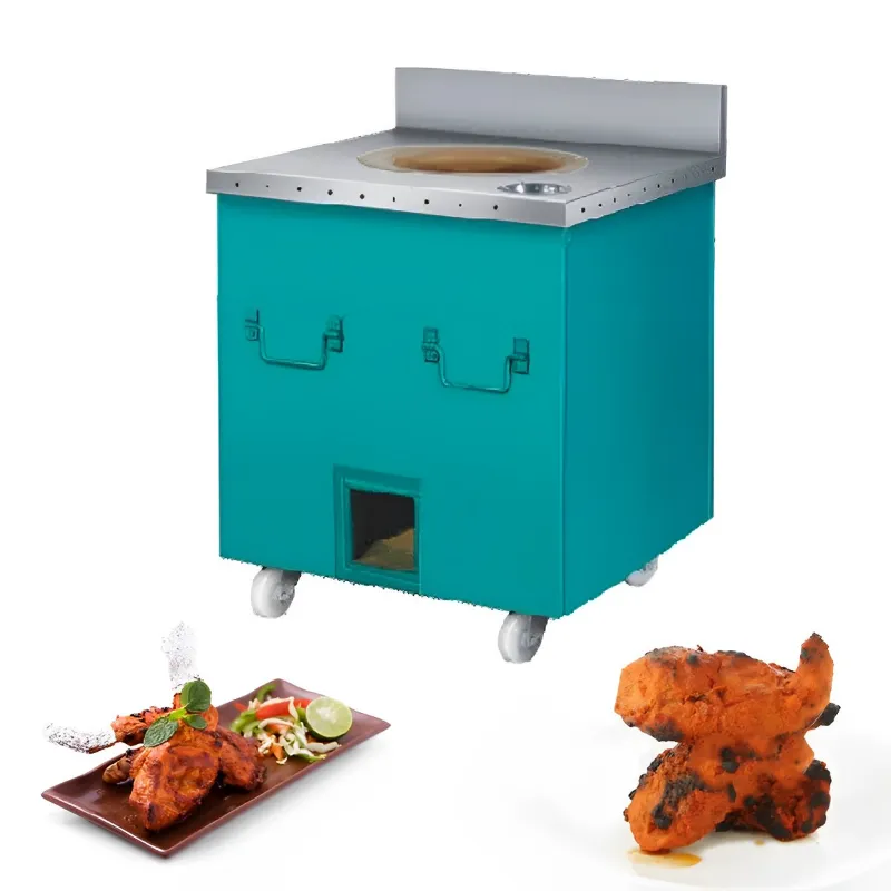  Commercial 30x30x36 inch Square Shape Charcoal Tandoor With 4 Wheel, MS Body