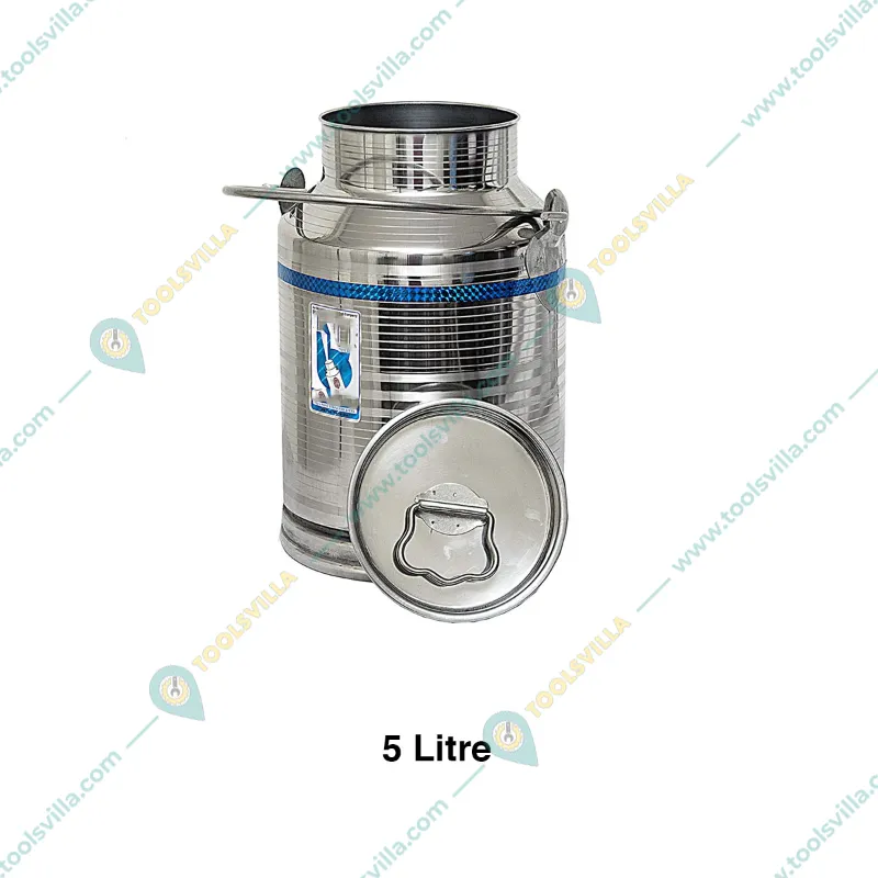 High-Quality Stainless Steel Milk Containers(Capacity-5 Litre)