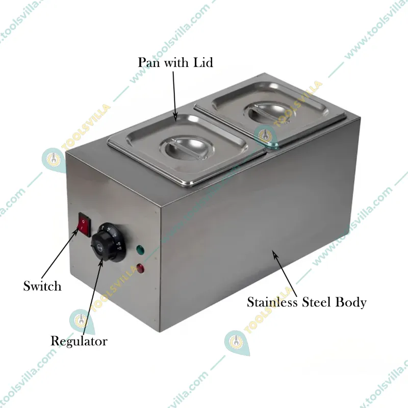 Premium Quality Stainless Steel 2 Pot Chocolate Melter (1+1 Litre)