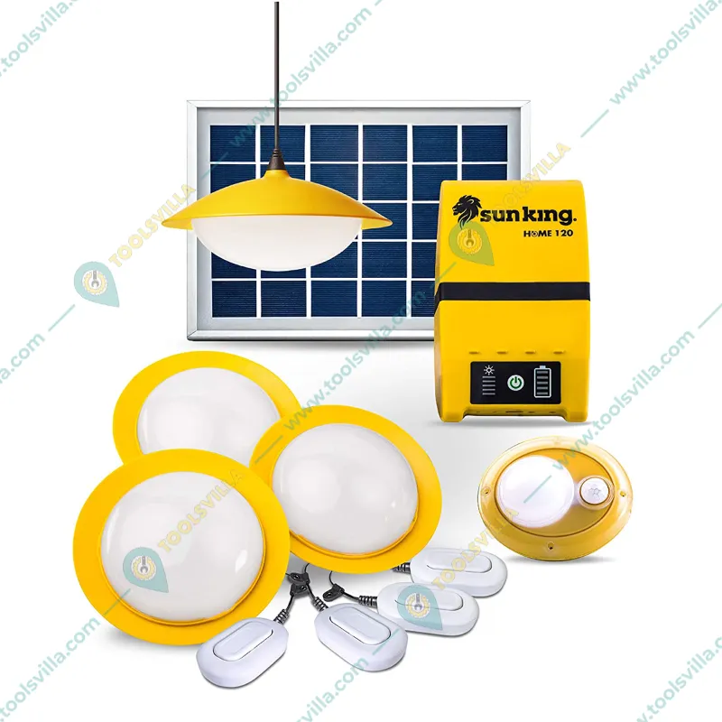 Sun King Home 120 Plus, 4 Solar Ceiling Lights With 1 Portable Motion Sensor Lamp