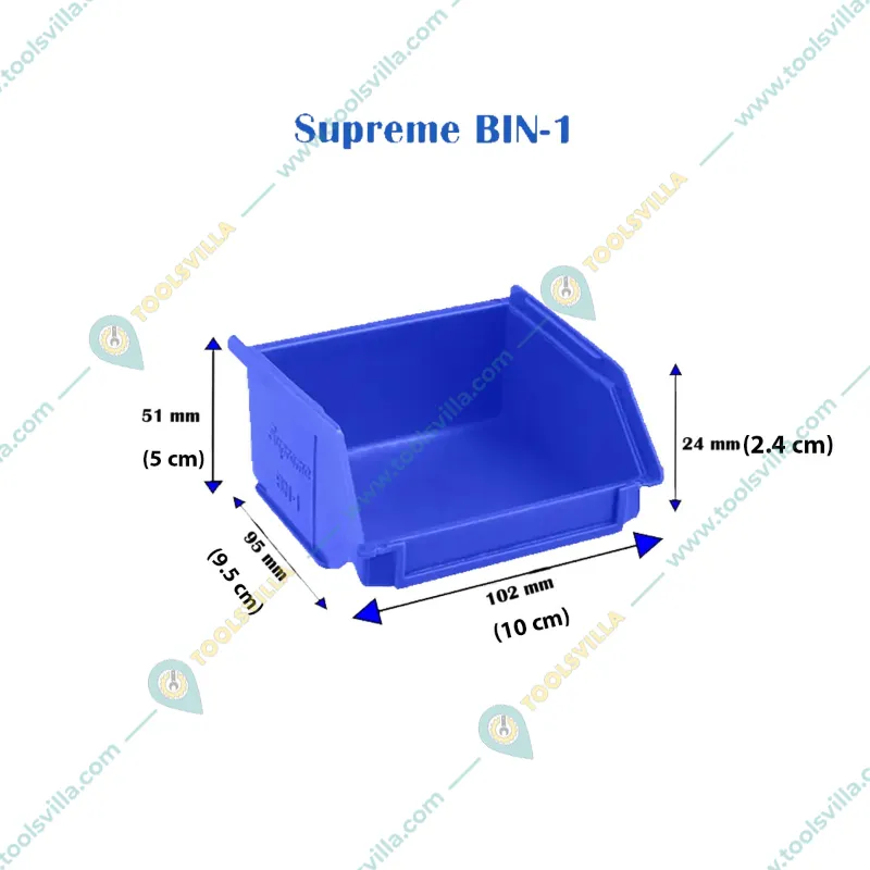 Supreme 95x102x51 mm Blue Small Storage Bin, Premium Plastic Material (BIN-1)-Pack of 10