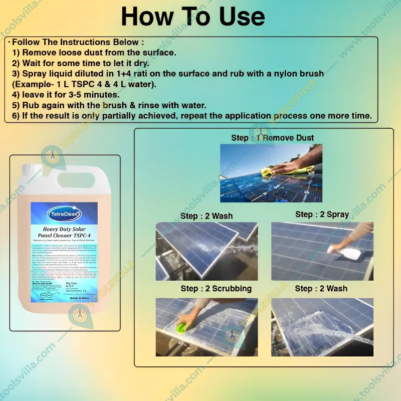 TetraClean 5 Liter Beige Liquid Solar Panel Cleaner to Remove Iron, Rust & Dust Particles etc. (TSPC-4)