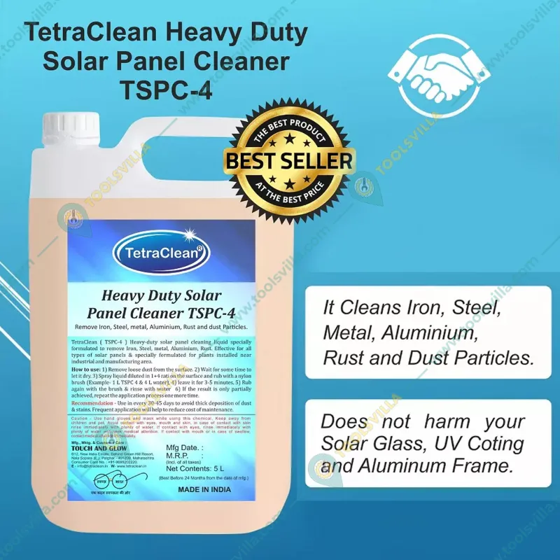 TetraClean 5 Liter Beige Liquid Solar Panel Cleaner to Remove Iron, Rust & Dust Particles etc. (TSPC-4)
