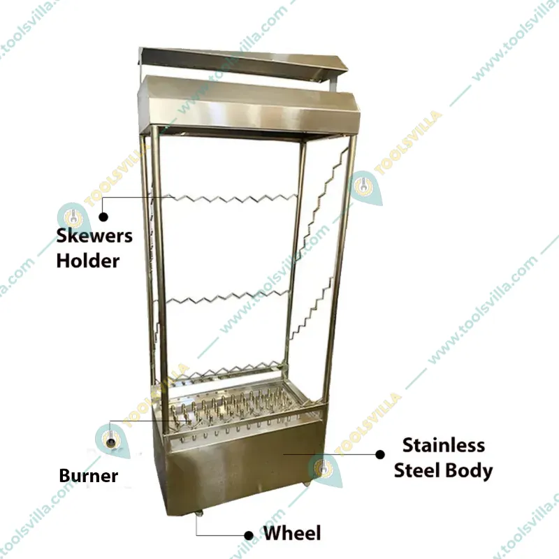 Commercial SS Gas Operated 10 Skewers Barbeque Grill Machine