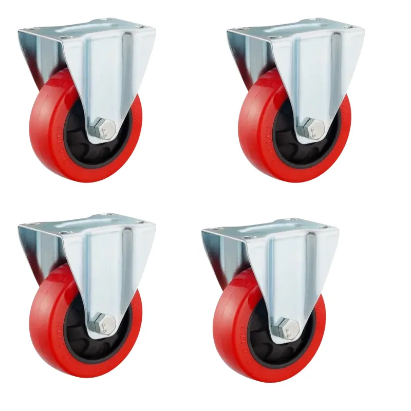 Prakash 4 Inch Red PVC Fixed Caster Wheels Pack Of 4
